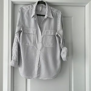 Oversized casual pinstripe button down